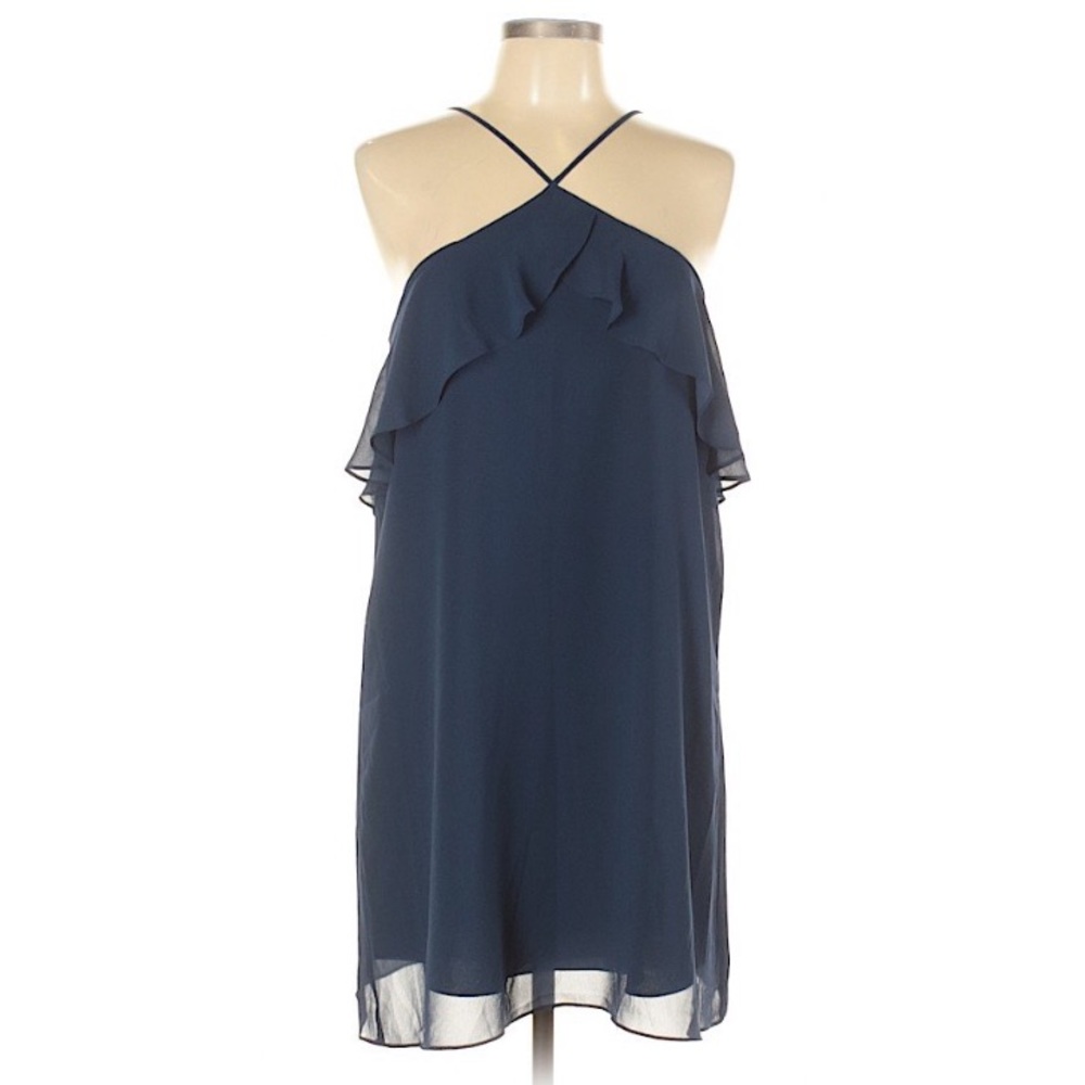 Haute Hippie halter neck navy blue dress size size large